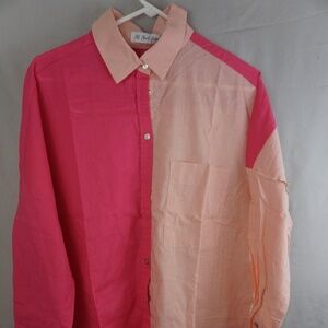 ALL ABOUT MAY Women's Color Block Long Sleeve Button Up Blouse  US 6 NWTags